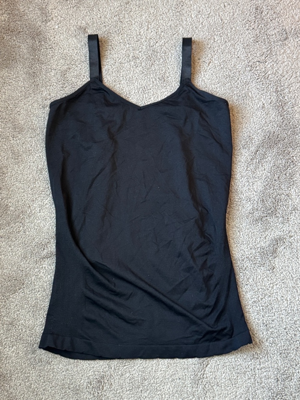 Ultra Teeze Black Camisole Tank Top Adjustable Strap Stretch Basic SIZE OS